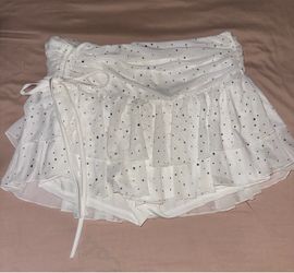 White glitter Tiered Mini Skirt