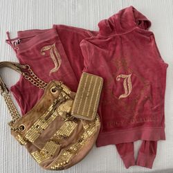 Vintage Juicy Couture Tracksuit + Matching Purse & Wallet – Size Small