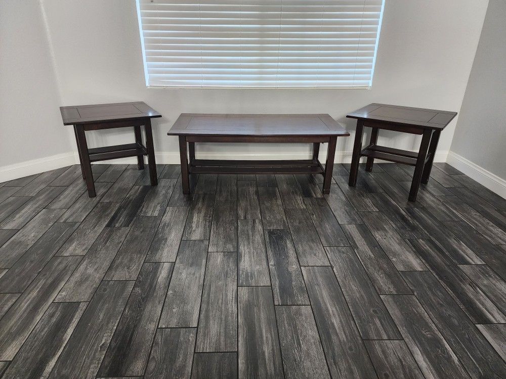 Ashley Furniture Dark Brown Coffee Table And End Tables