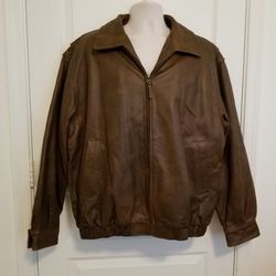 Mens Size Large Brown Leather Jacket