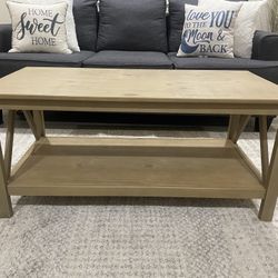 Light Wood Coffee Table with Shelf