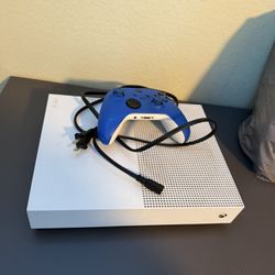 Xbox One S Digital With Blue Controller And Power Chord 