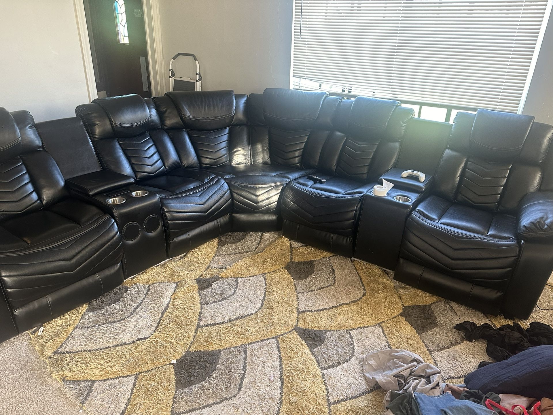 Black Leather Sectional