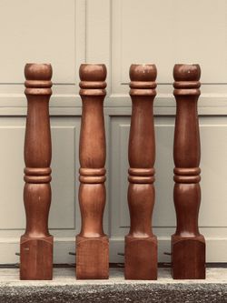 Chunky Farmhouse Table Legs•Hand Turned Hard Maple•4 Precut Predrilled Legs w Screws & Corner Brackets; Ready For Use•4.5 X 4.5 • 28.5 Tall