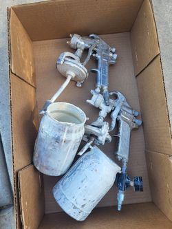 2 Paint Guns with Cans One is Sharpe Model 75