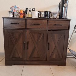 Rustic Coffee Bar / Storage Cabinet – Excellent Condition