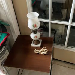 Vintage Single Milk Glass Painted Floral Lamp