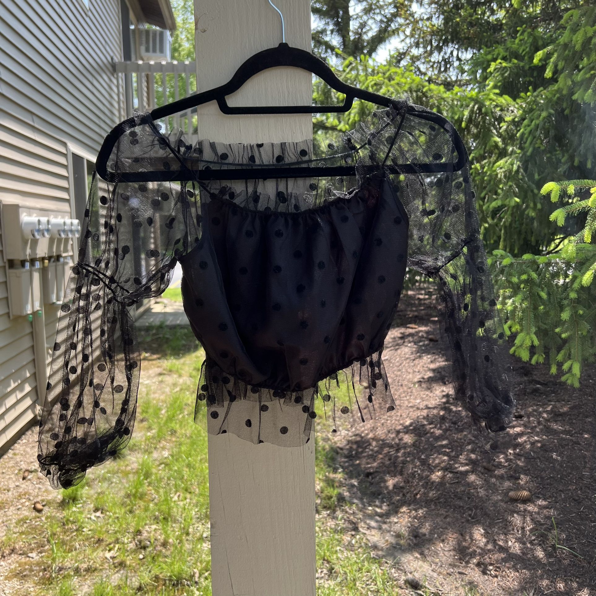 SHEIN Crop Top Sheer Mesh