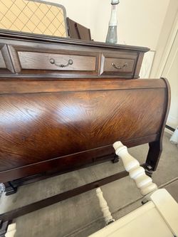 King bed, dresser, frame, nightstands, tall cabinet