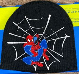 Vintage 2000s Y2K Marvel Spider-Man Embroidered Beanie Spiderweb