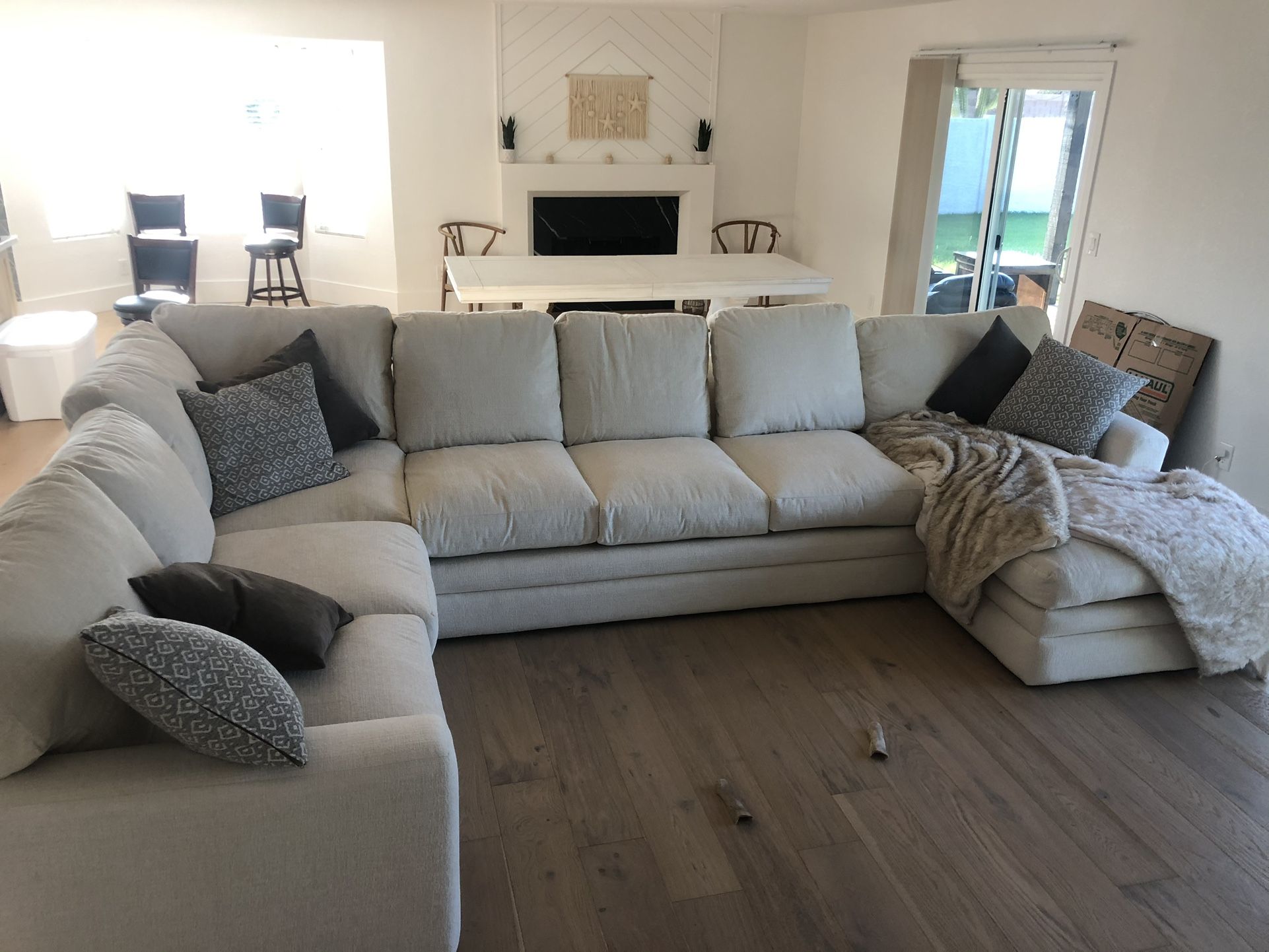Prestige Down 3 Piece 159” Sectional White Sofa