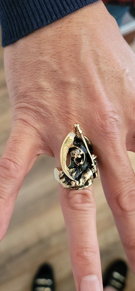 Grim Reaper 14k Ring Solid Gold 20 Grams Size 11