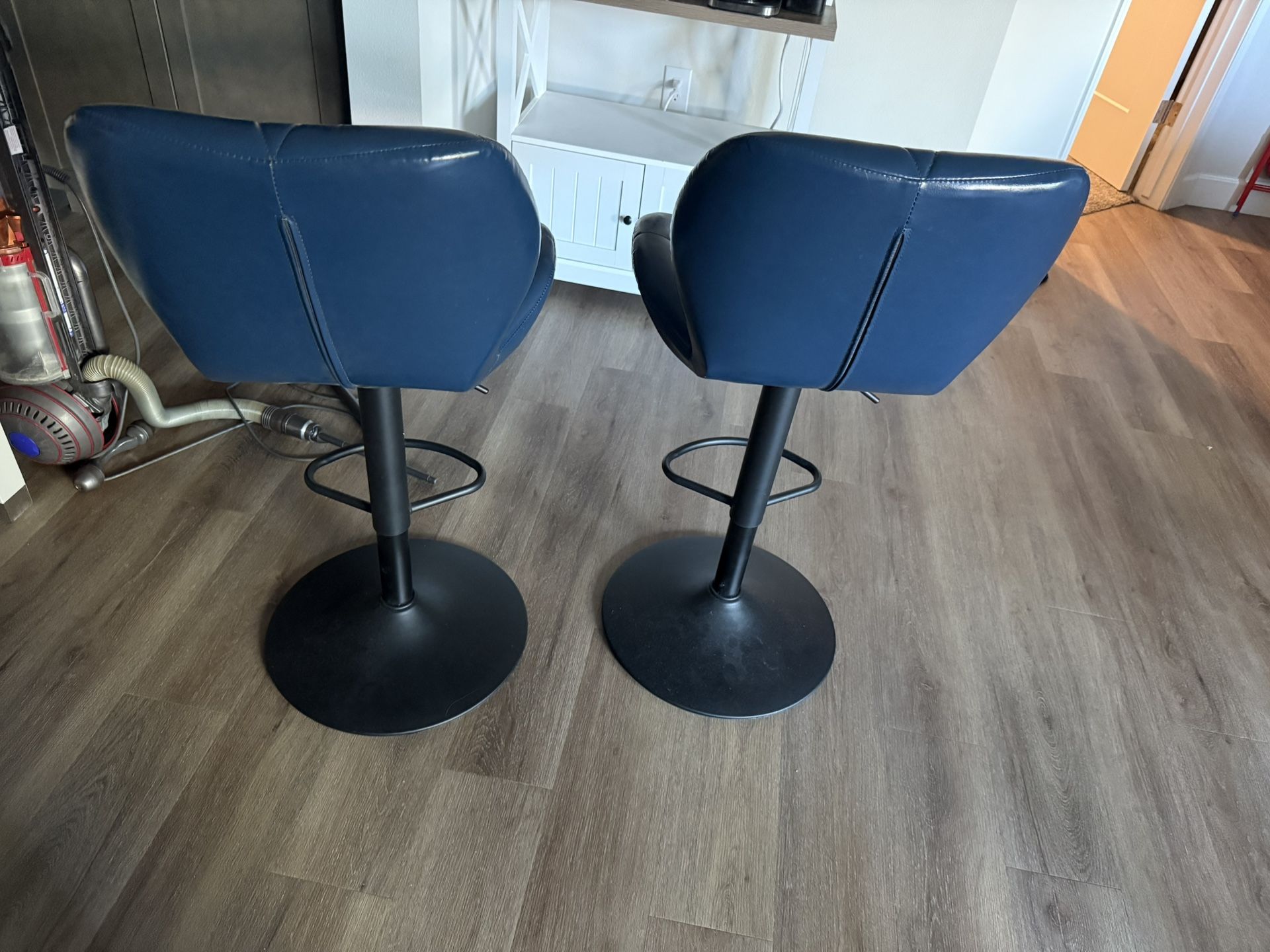 Blue Leather Bar Stools