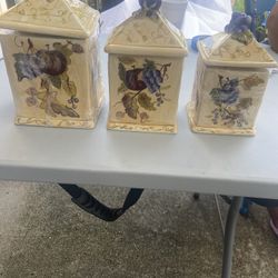 Painted Fruits Ceramic Yellow Cookie Jars Dry Storage 