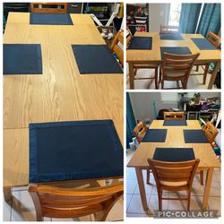 Pier 1 Solid Wood Counter Height Dining Set with Draw-Leaf Extending yTable Feature & 4 Chairs