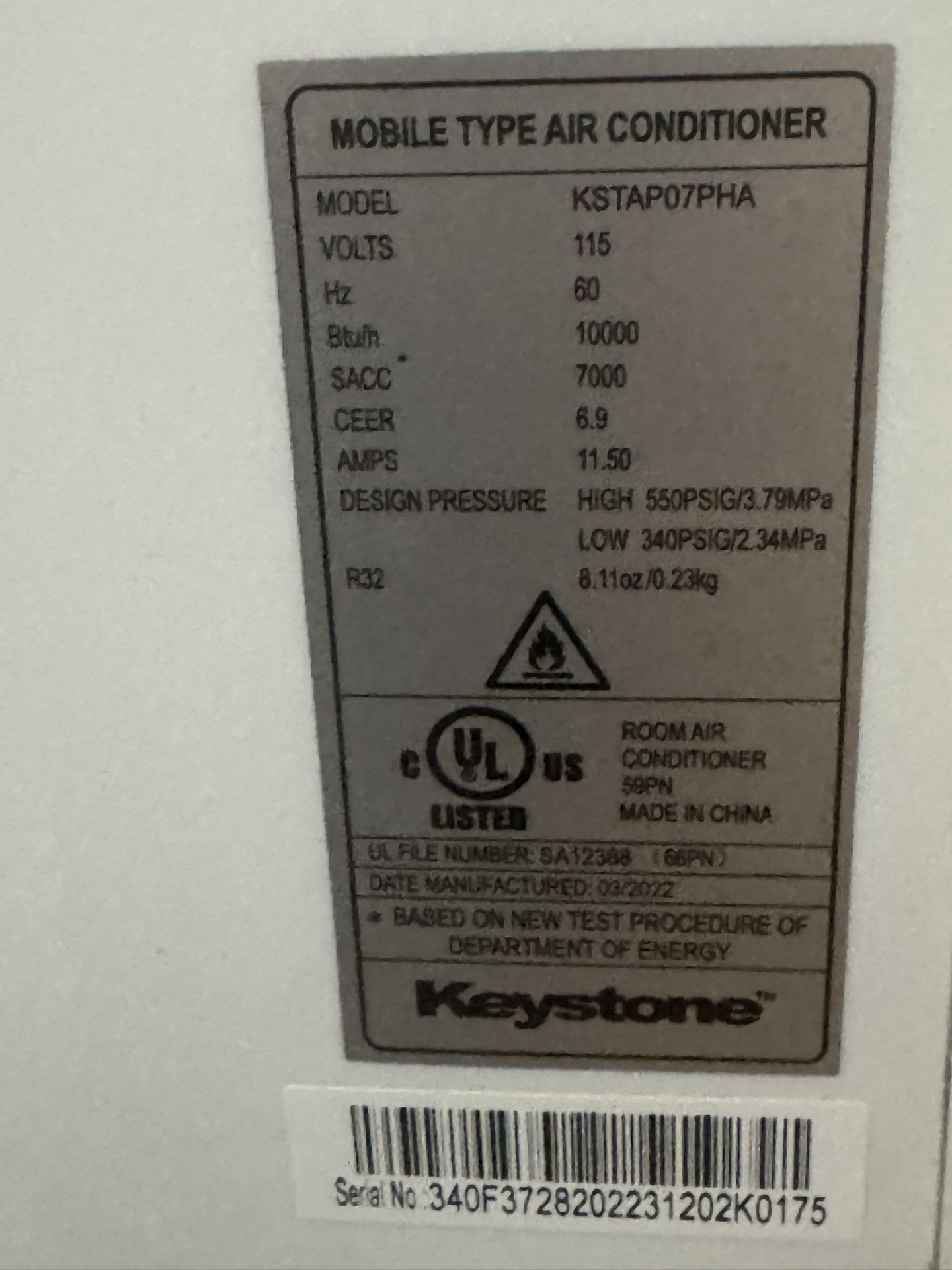 Keystone Portable Air-Conditioner 10,000 Btu