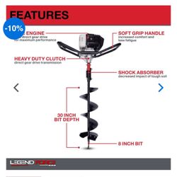 Legend Force 201125 52 cc 2-Cycle Gas Powered 1-Man Earth Auger with 8 in. Bit