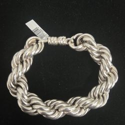 Women's Large Silver Rope Bracelet 