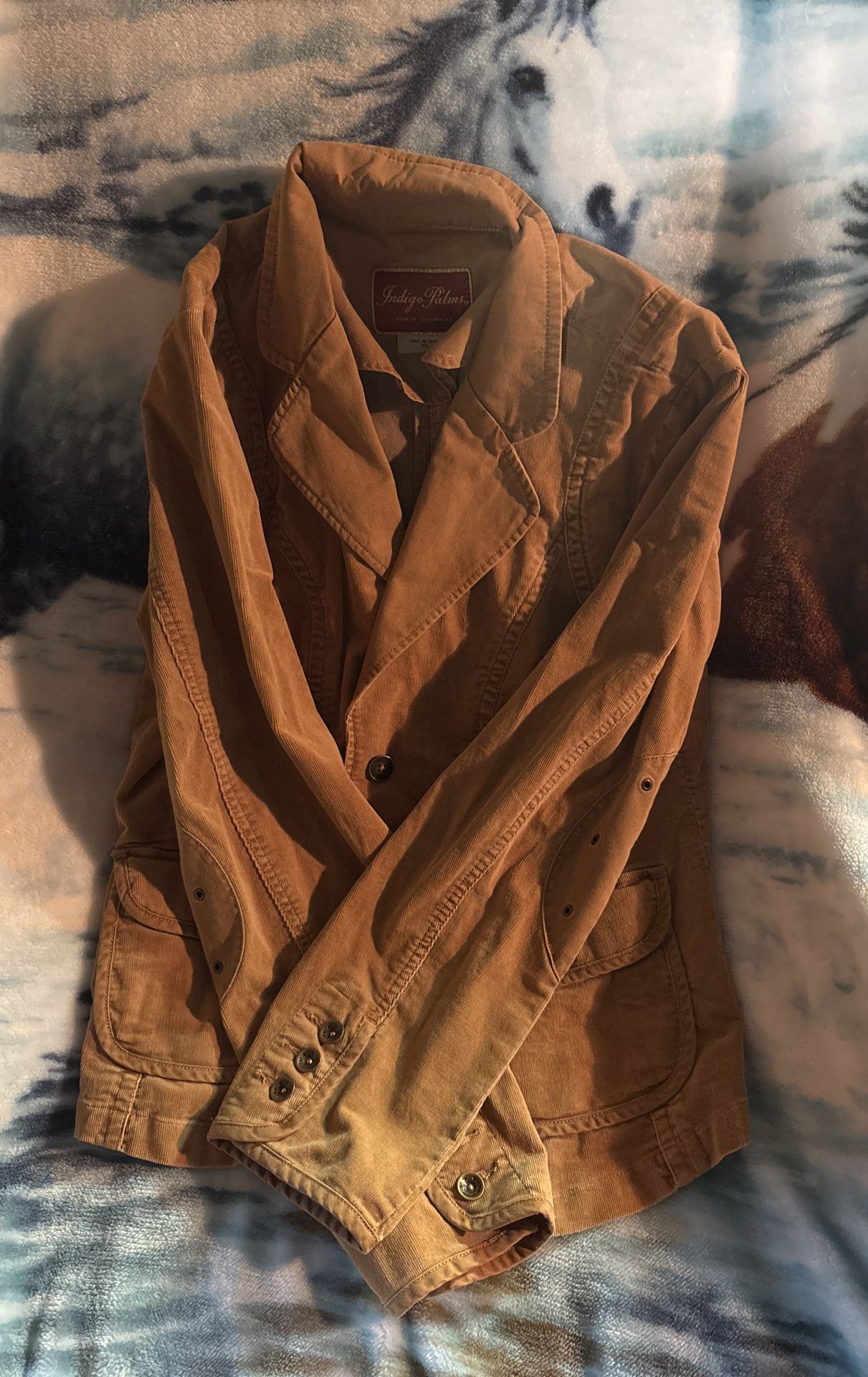 Brown Indigo Palms Denim Company Velvidity Coat , Size Extra Large