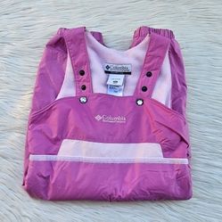 Columbia Pink Ski Snow Bib Overalls Fleece Lined Legs Zip Size 24M