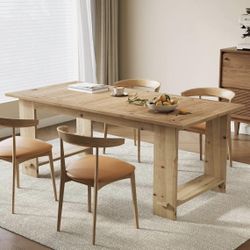 QQ0032 new Assembled Solid Wood Dining Table for 4-6 People, 63 Inches Rectangle Kitchen Table with