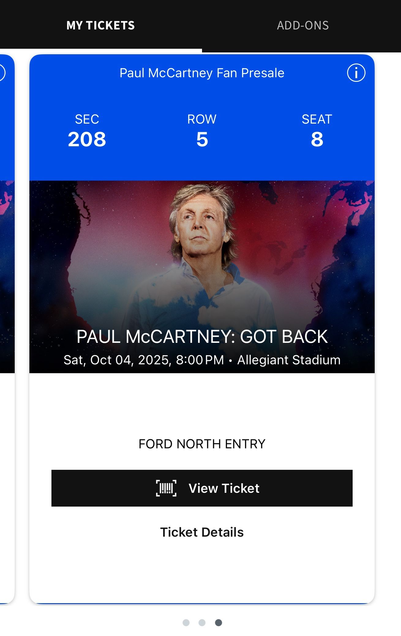 Paul McCartney Ticket