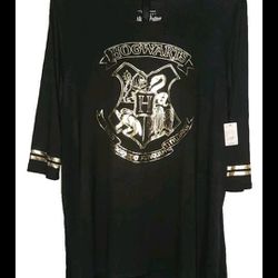 Universal Studios Harry Potter Hogwarts Shirt Dress Slits Short Sleeve Sz 3x Black