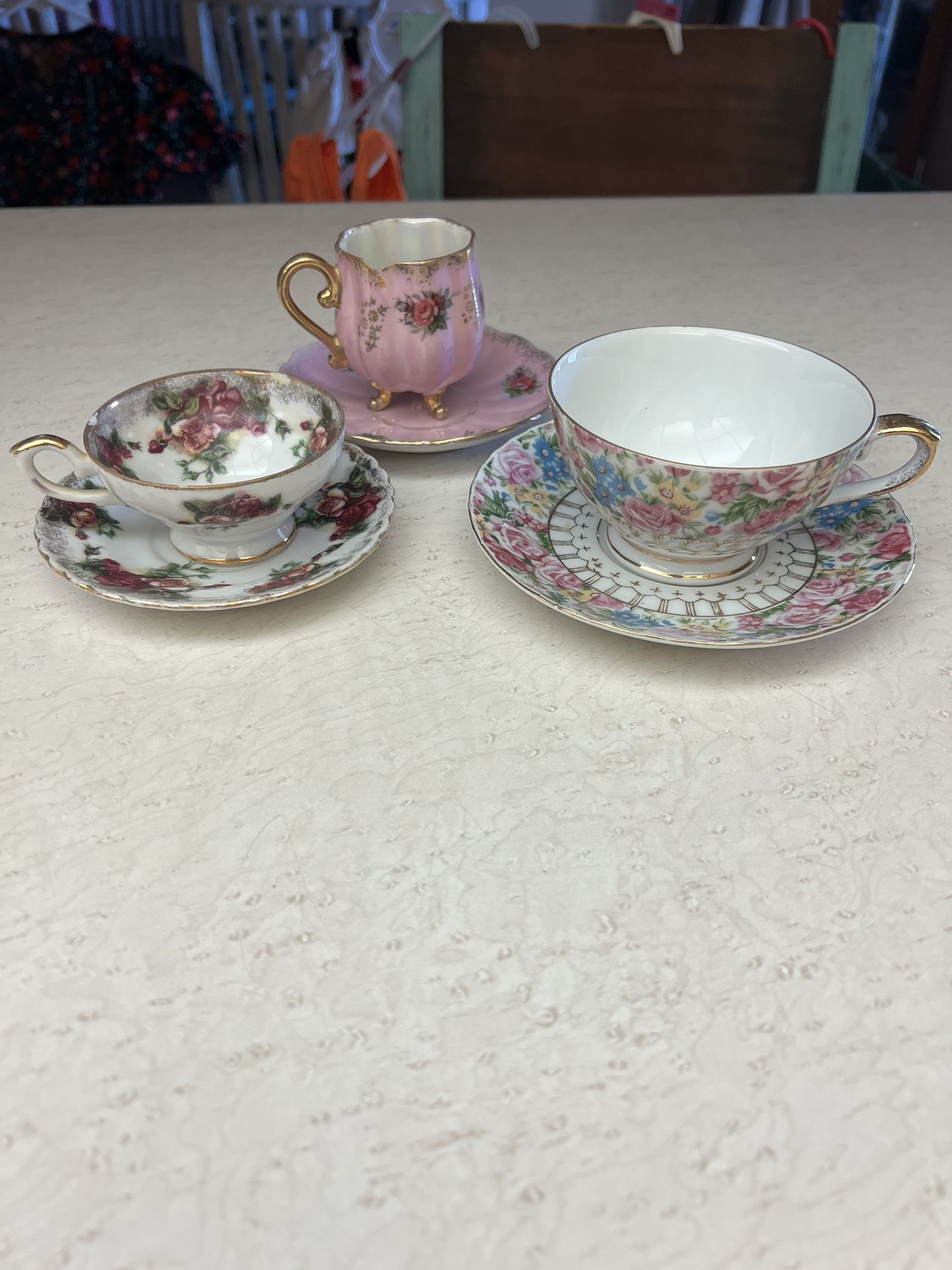 Vintage Royal Sealy Footed Tea Cup And Saucer Pink And Red Roses