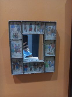 Antique Reverse Painting on Glass Mirror Peru