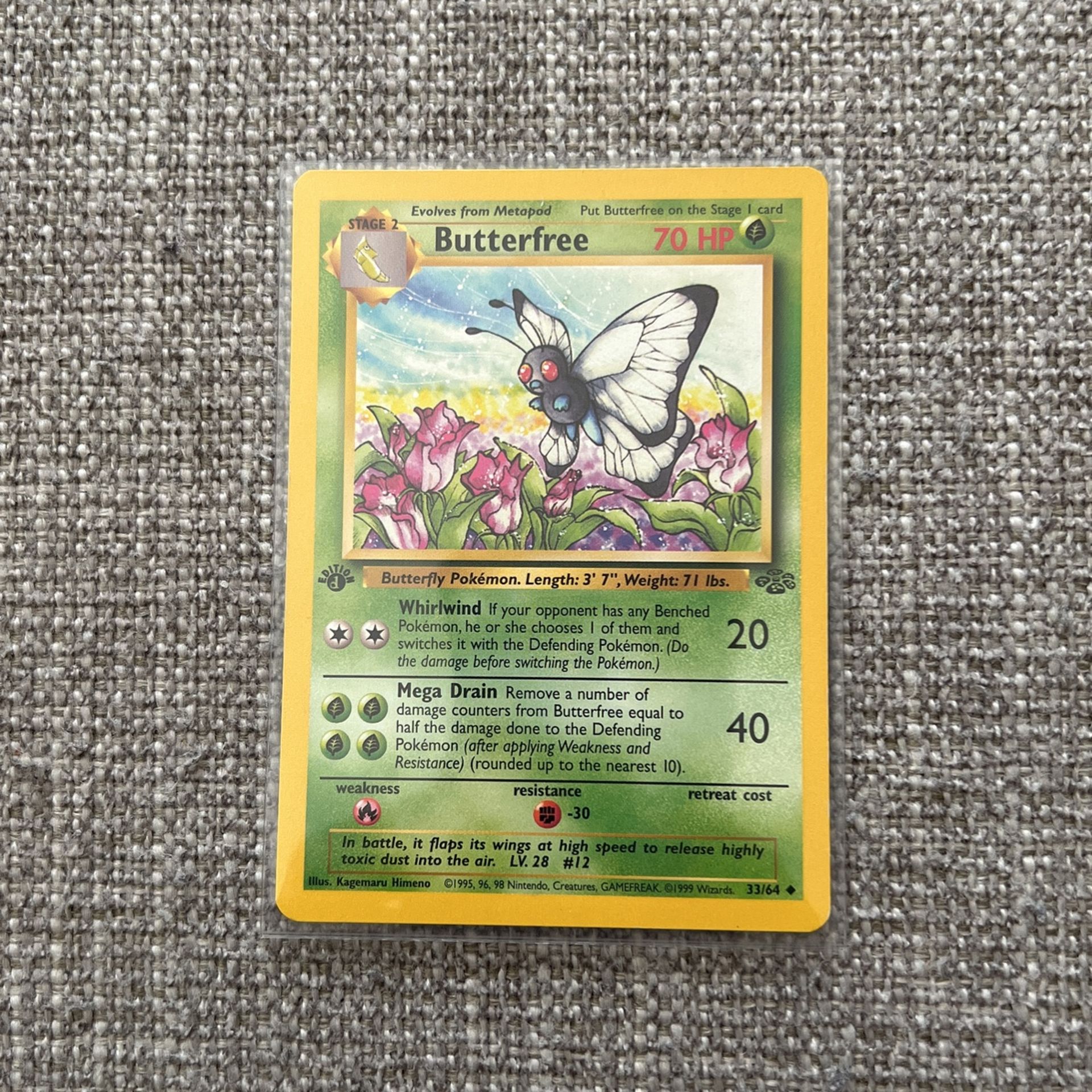 Pokemon Card - ERROR 1st Edition "d" Butterfree Jungle 1999 33/64 Misprint NM