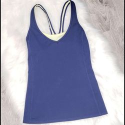 Lucy XS Navy Blue Neon Yellow Racerback Mesh Athletic Workout Weight Training Shelf Bra Tank Top Nordstrom 