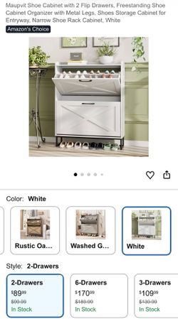 Shoe Cabinet with 2 Flip Drawers