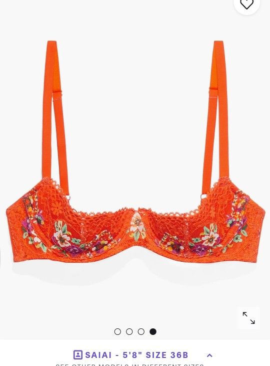 Savage X Fenty Dolled Up Lace Quarter Cup Bra 36B, Orange