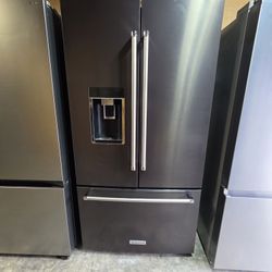 REFRIGERATOR  KICHENAID  FRENCH DOOR BLACK STAINLESS STEEL COUNTER DEPTH 