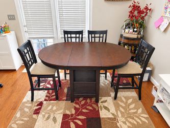 5 Piece Dining Set (Counter Height) Extendable Table & 4 Upholstered Chairs
