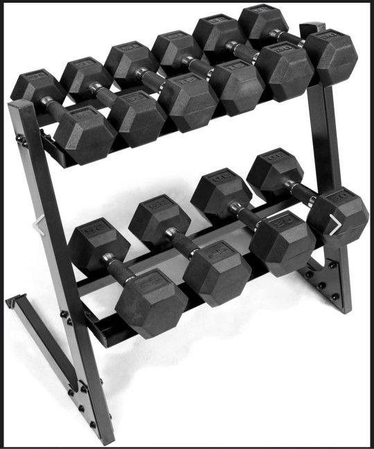 CAP Barbell 200 LB. Dumbbell Set Horizontal Rack, Model# SDR6BS-200R3C-US