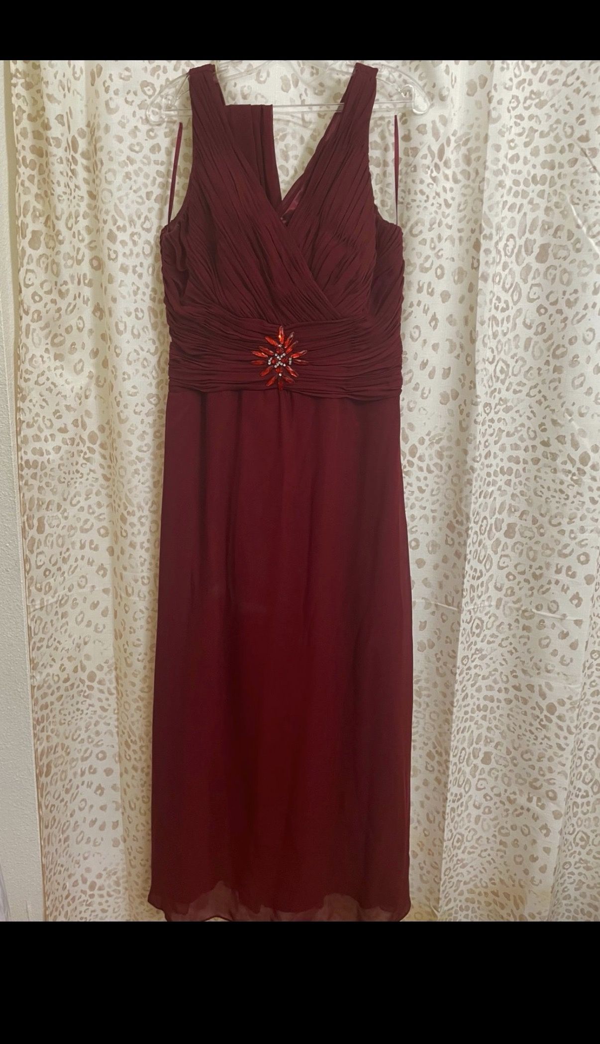 burgundy gem detailed formal dress