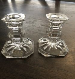 Vintage Mikasa Crystal Candle Holders Set of 2 – 3" Art Deco Design