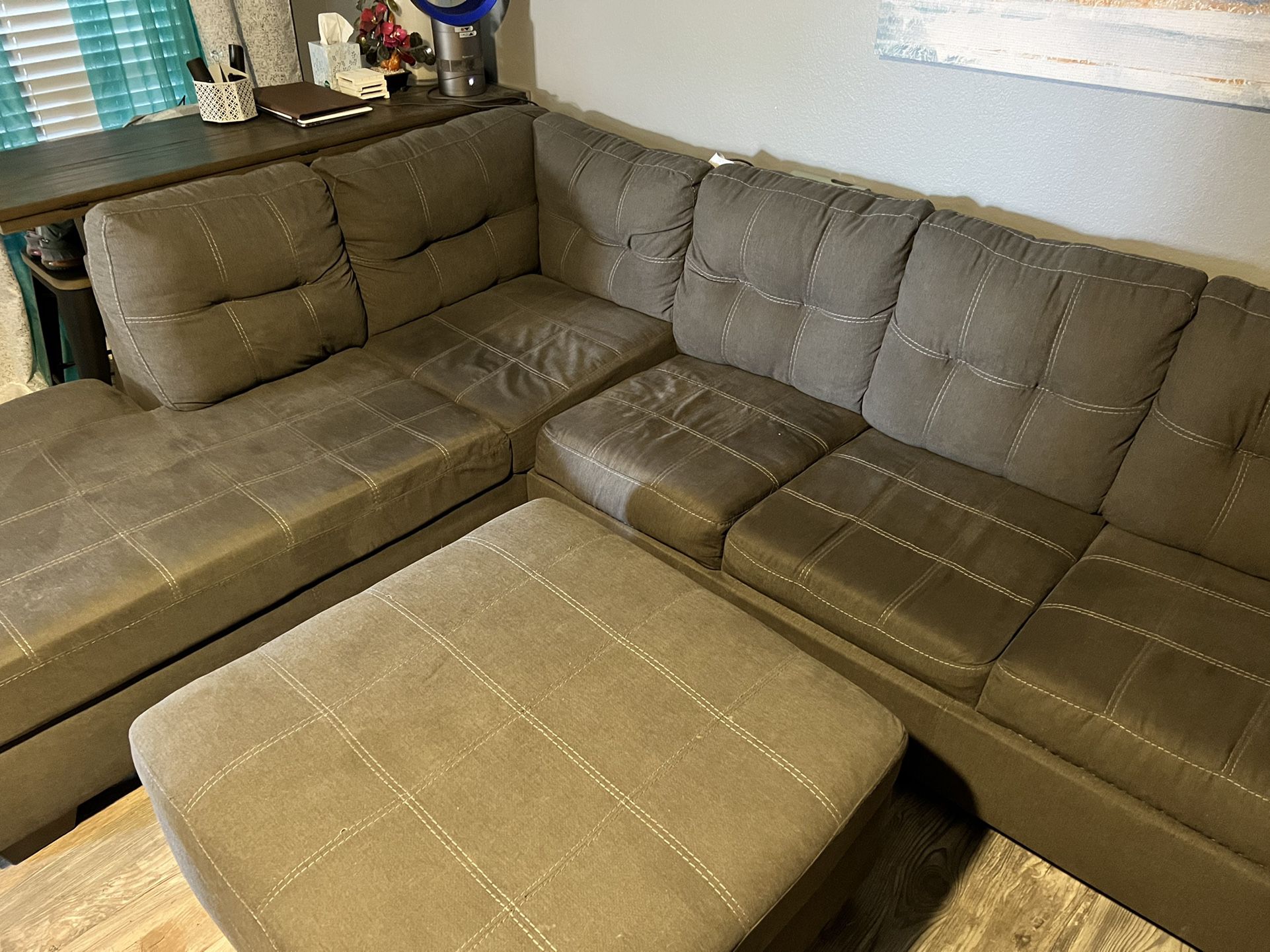 Couch And Ottoman With Pull Out Bed (never Used )
