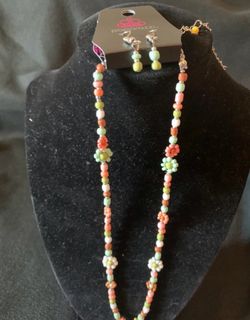 Beaded necklace & earrings