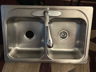 double-bowl stainless steel kitchen sink, top mount