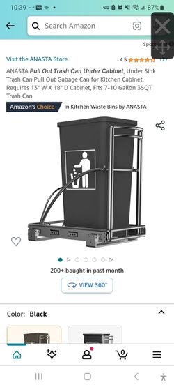 ANASTA 𝙋𝙪𝙡𝙡 𝙊𝙪𝙩 𝙏𝙧𝙖𝙨𝙝 𝘾𝙖𝙣 𝙐𝙣𝙙𝙚𝙧 𝘾𝙖𝙗𝙞𝙣𝙚𝙩 trash can, kitchen, 7-10 Gallon