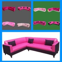 BRAND NEW 7X9FT SECTIONAL COUCHES SOFA, PINK LEATHER COMBO, CUSTOM MADE AVAILABLE 