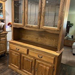 Solid Oak China Hutch