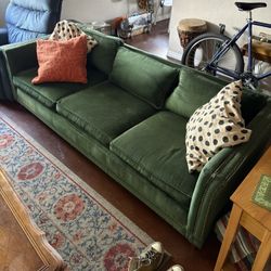 Vintage Green Velvet Couch 