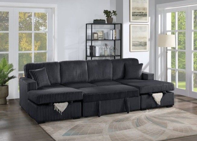 ✅️✅️3-Piece Black color Convertible Sectional✅️✅️