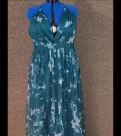 Lulu’s Elegant Moment Emerald Green Tie-Dye Backless Maxi Dress – Size XXL – NWT