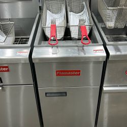 Flamaster FLM-F5-LP 21" Floor Model Liquid Propane Fryer, 75-80 lb, 5 Tubes, 150,000 BTU   