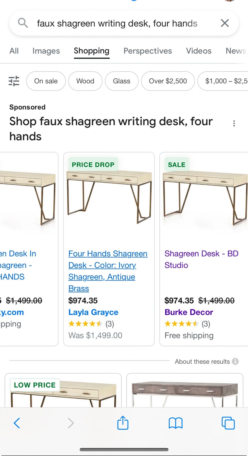 Four Hands Writing Desk 250