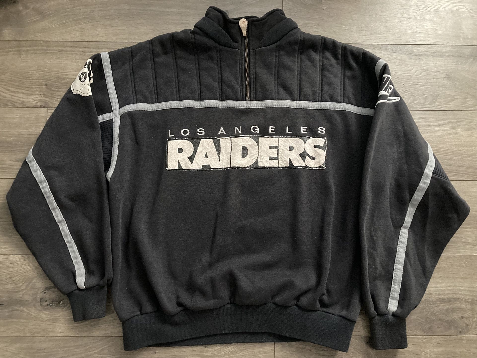 Vintage Los Angeles Raiders Sweater Nike 1/4 Zip Sweatshirt NFL Large 80's 90's